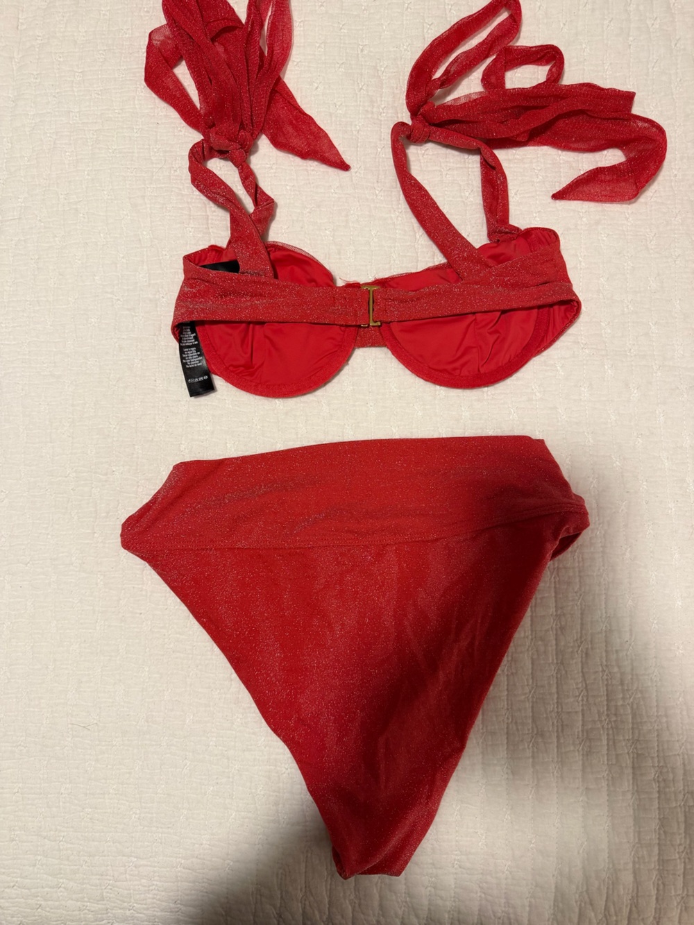 Beach Riot Red Shimmer Bikini Top and Bottom - Picture 4 of 5